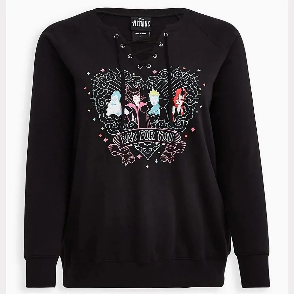 Torrid LACE-UP SWEATSHIRT - DISNEY VILLAINS BAD Size 4 - Picture 2 of 6